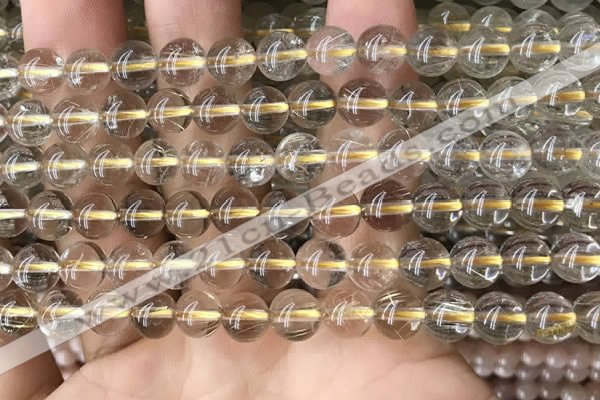 CRU630 15.5 inches 7mm round golden rutilated quartz beads