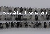 CRU64 15.5 inches 3*6mm rondelle black rutilated quartz beads