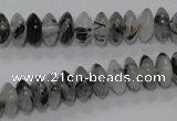 CRU66 15.5 inches 5*10mm rondelle black rutilated quartz beads