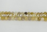 CRU668 15.5 inches 8mm faceted round golden rutilated quartz beads