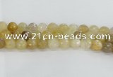 CRU670 15.5 inches 12mm faceted round golden rutilated quartz beads