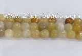 CRU671 15.5 inches 14mm faceted round golden rutilated quartz beads