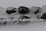 CRU69 15.5 inches 10*14mm teardrop black rutilated quartz beads