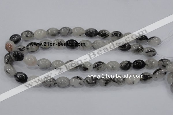 CRU72 15.5 inches 12*16mm rice black rutilated quartz beads wholesale