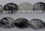 CRU73 15.5 inches 13*18mm rice black rutilated quartz beads wholesale