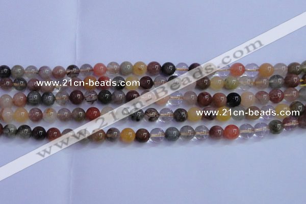 CRU750 15.5 inches 4mm round Multicolor rutilated quartz beads