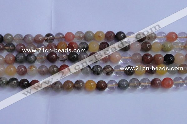 CRU752 15.5 inches 8mm round Multicolor rutilated quartz beads