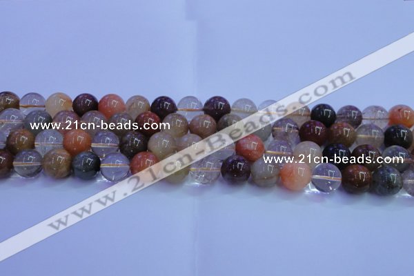 CRU753 15.5 inches 10mm round Multicolor rutilated quartz beads