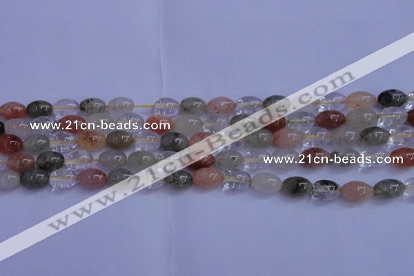 CRU760 15.5 inches 8*10mm rice Multicolor rutilated quartz beads