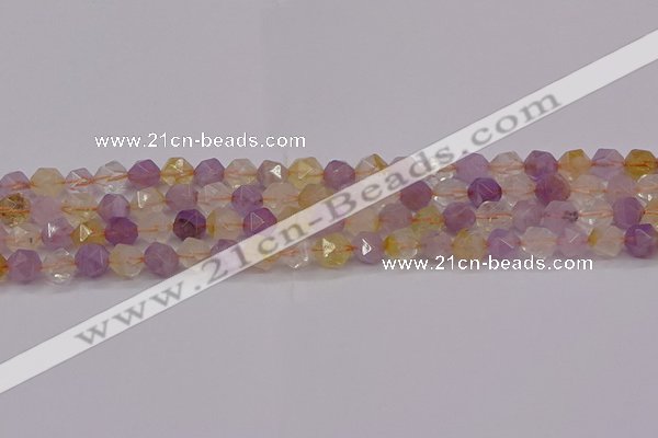 CRU772 15.5 inches 8mm faceted nuggets lavender amethyst & citrine beads