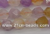 CRU773 15.5 inches 10mm faceted nuggets lavender amethyst & citrine beads