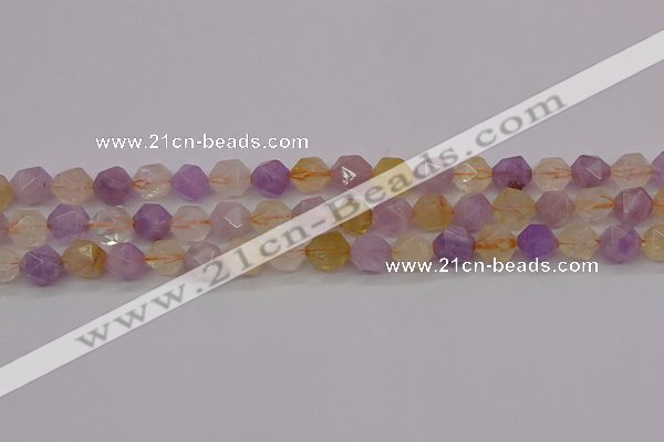 CRU773 15.5 inches 10mm faceted nuggets lavender amethyst & citrine beads