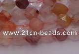 CRU776 15.5 inches 6mm faceted nuggets mixed rutilated quartz beads