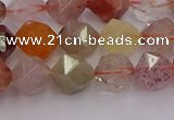 CRU777 15.5 inches 8mm faceted nuggets mixed rutilated quartz beads