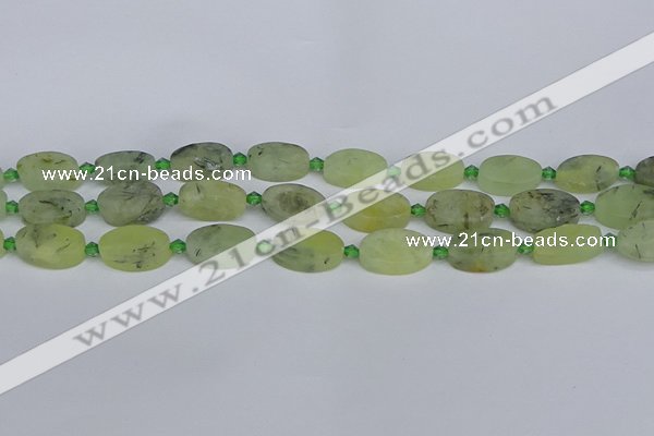 CRU781 15.5 inches 10*16mm oval green rutilated quartz beads