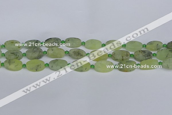 CRU782 15.5 inches 11*18mm oval green rutilated quartz beads