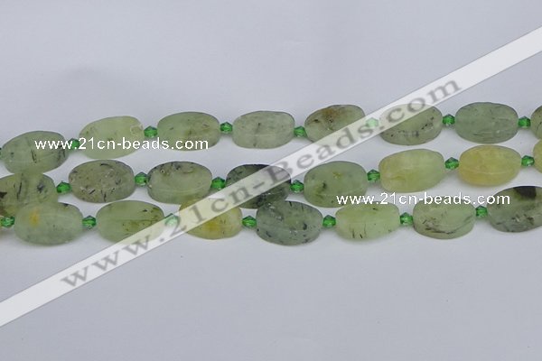 CRU783 15.5 inches 13*20mm oval green rutilated quartz beads