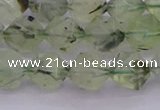CRU792 15.5 inches 8mm faceted nuggets green rutilated quartz beads