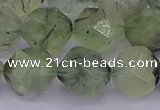 CRU794 15.5 inches 12mm faceted nuggets green rutilated quartz beads