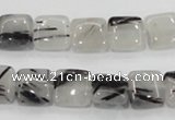 CRU84 15.5 inches 10*10mm square black rutilated quartz beads