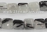 CRU85 15.5 inches 12*12mm square black rutilated quartz beads