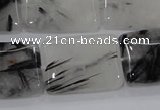 CRU86 15.5 inches 18*25mm rectangle black rutilated quartz beads