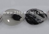 CRU88 15.5 inches 18*25mm flat teardrop black rutilated quartz beads