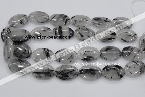 CRU89 15.5 inches 22*30mm oval black rutilated quartz beads wholesale