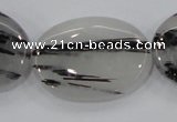 CRU90 15.5 inches 25*35mm oval black rutilated quartz beads wholesale