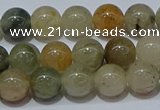 CRU902 15.5 inches 8mm round green rutilated quartz beads wholesale