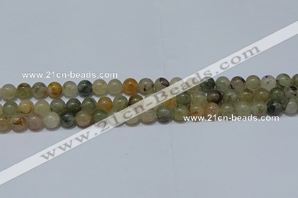 CRU902 15.5 inches 8mm round green rutilated quartz beads wholesale