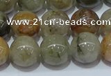 CRU904 15.5 inches 12mm round green rutilated quartz beads wholesale