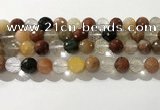 CRU914 15.5 inches 11mm faceted round mixed rutilated quartz beads