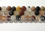 CRU916 15.5 inches 14mm faceted round mixed rutilated quartz beads