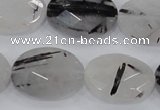 CRU92 15.5 inches 18*25mm faceted oval black rutilated quartz beads