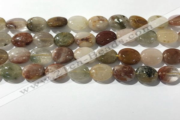 CRU921 15.5 inches 10*14mm oval mixed rutilated quartz beads wholesale