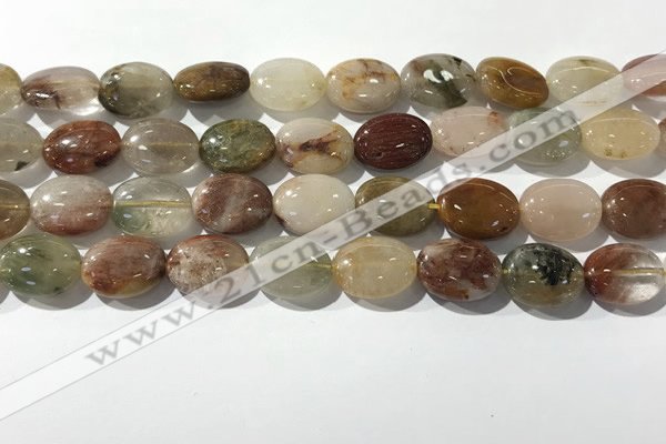 CRU922 15.5 inches 12*16mm oval mixed rutilated quartz beads wholesale