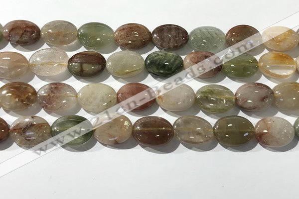 CRU923 15.5 inches 13*18mm oval mixed rutilated quartz beads wholesale