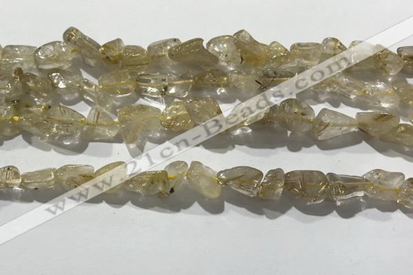 CRU929 15.5 inches 6*8mm - 10*12mm chips golden rutilated quartz beads