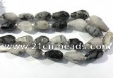 CRU941 13*18mm - 18*32mm faceted nuggets black rutilated quartz beads