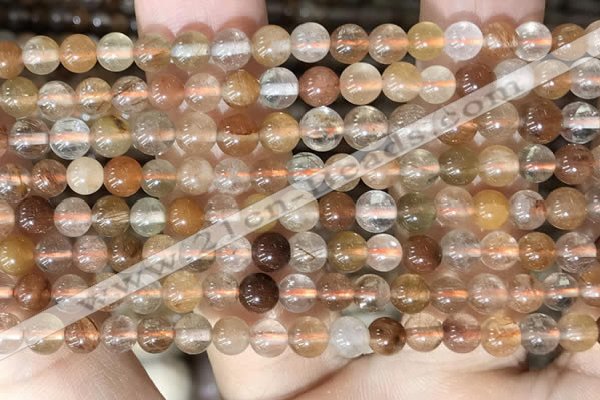 CRU943 15.5 inches 5mm round mixed rutilated quartz beads