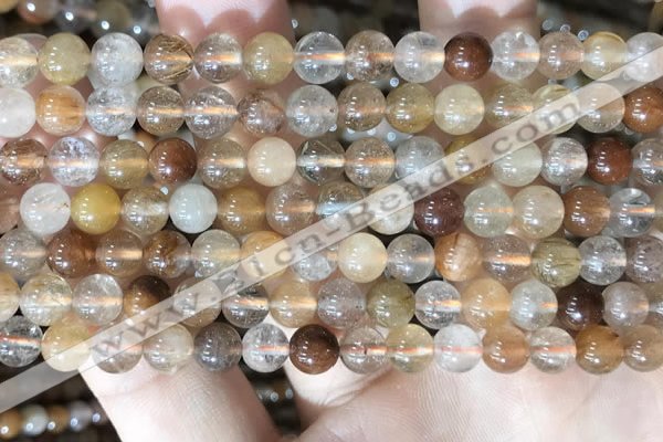 CRU944 15.5 inches 6mm round mixed rutilated quartz beads