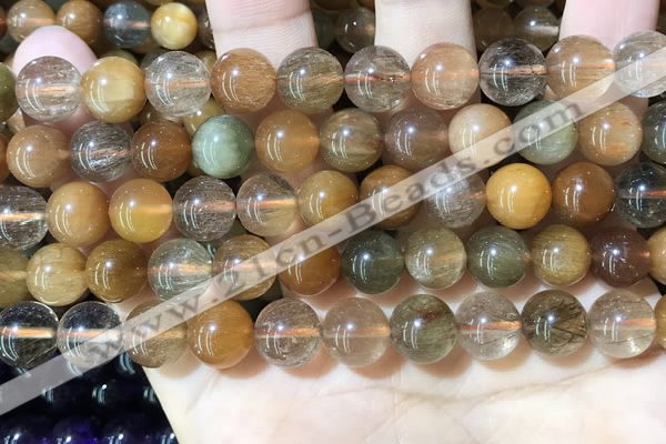 CRU949 15.5 inches 10mm round mixed rutilated quartz beads