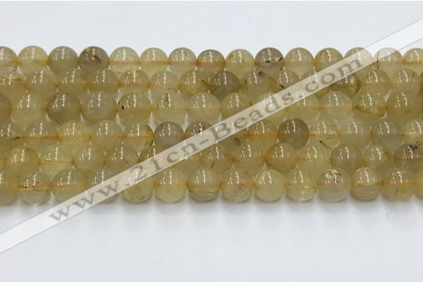 CRU952 15.5 inches 8mm round golden rutilated quartz beads