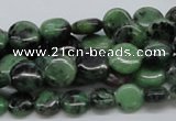 CRZ10 15.5 inches 10mm flat round ruby zoisite gemstone beads