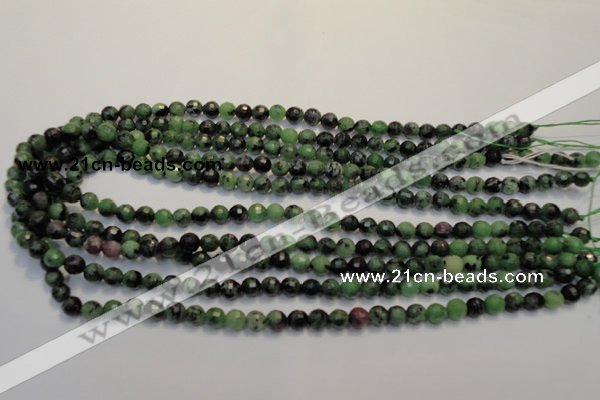 CRZ105 15.5 inches 6mm faceted round ruby zoisite gemstone beads