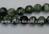 CRZ107 15.5 inches 10mm faceted round ruby zoisite gemstone beads