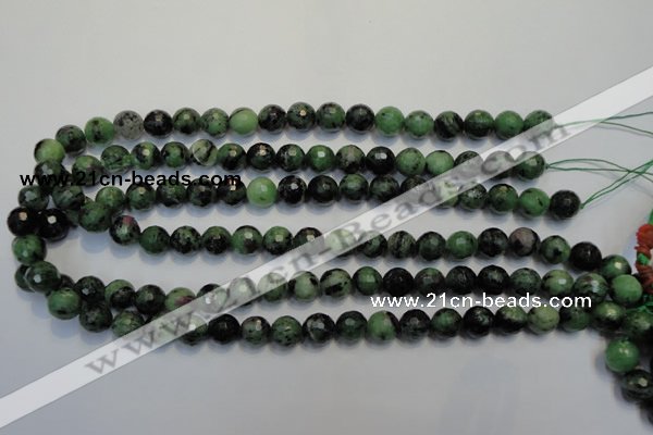 CRZ107 15.5 inches 10mm faceted round ruby zoisite gemstone beads