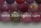 CRZ1124 15.5 inches 8mm faceted round natural ruby gemstone beads