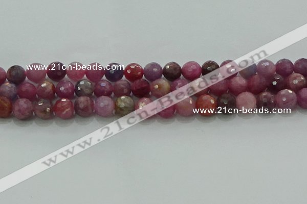 CRZ1124 15.5 inches 8mm faceted round natural ruby gemstone beads